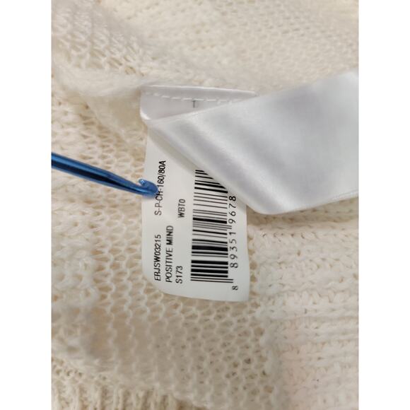 Roxy Boxy Open Knit Sweatshirt Top Sz Small Ivory Sheer Striped Beachy Boho - Picture 11 of 11